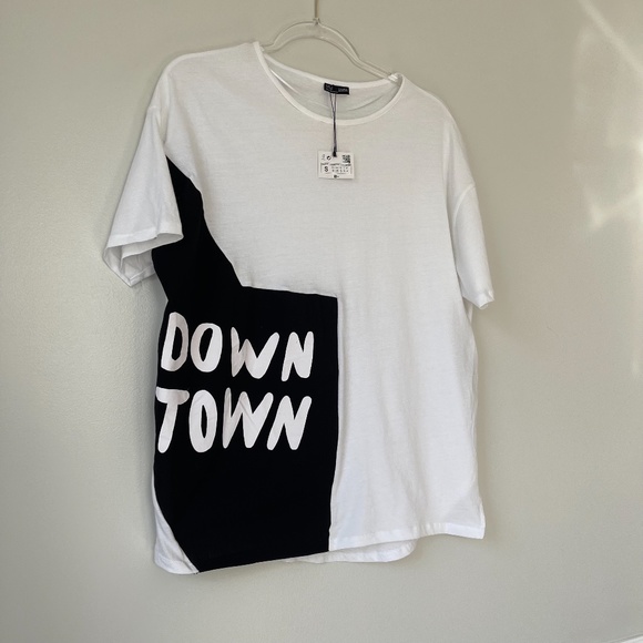 Zara Black White Collection Down Town T-Shirt Sz S‎ NWT - Picture 2 of 8